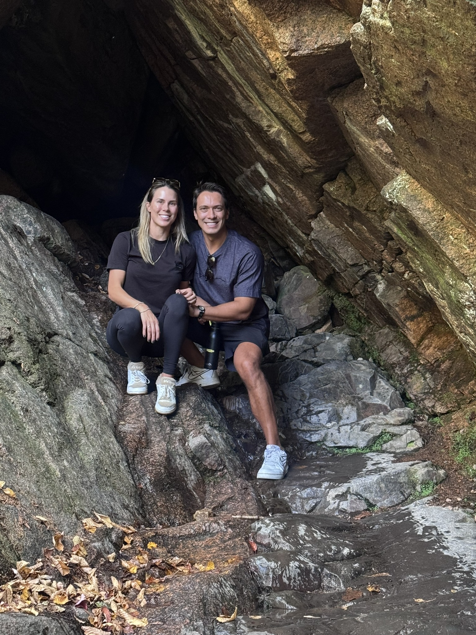 Resting on the rocks by the cave