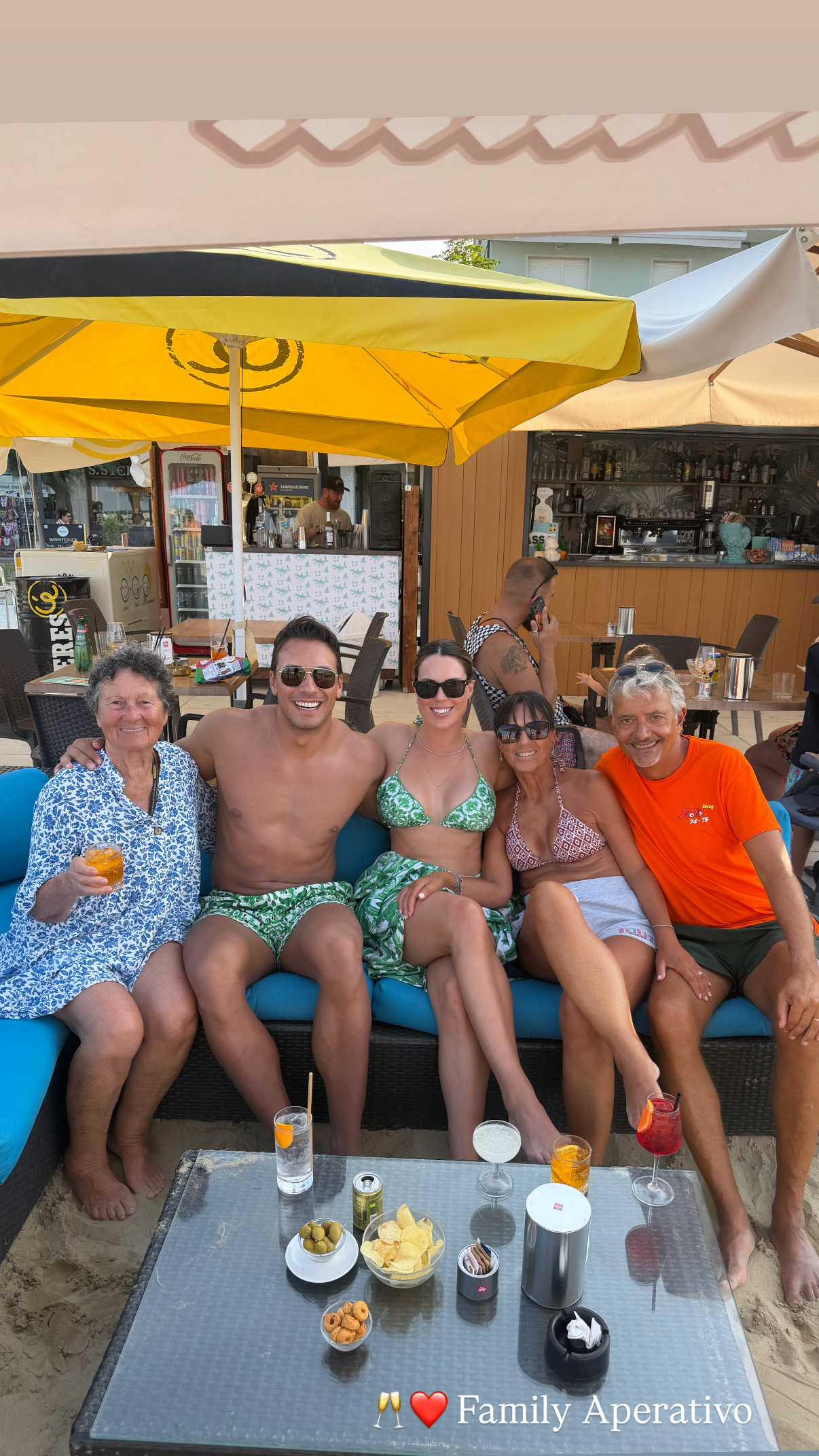 A beach gathering with family