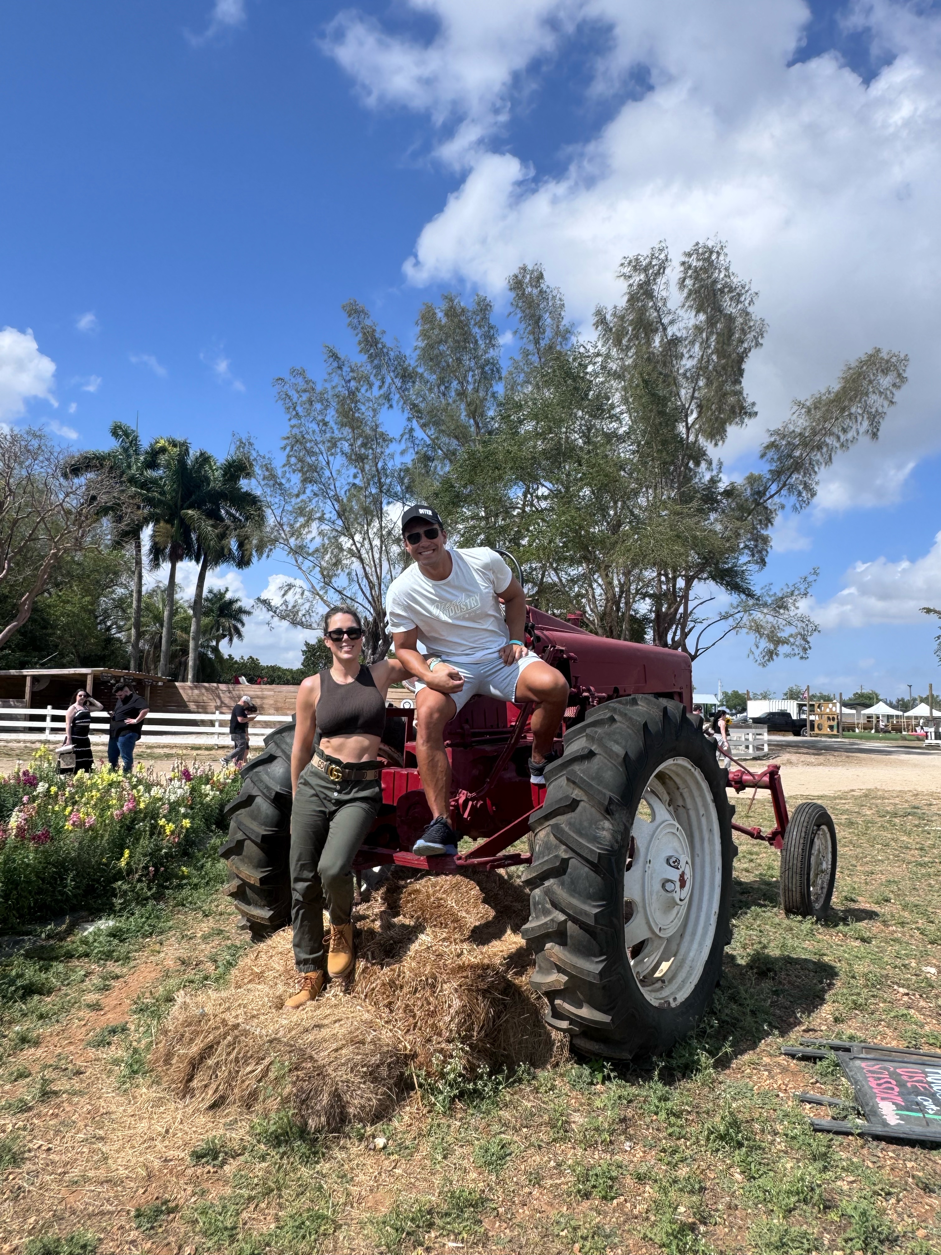 On the tractor at the farm