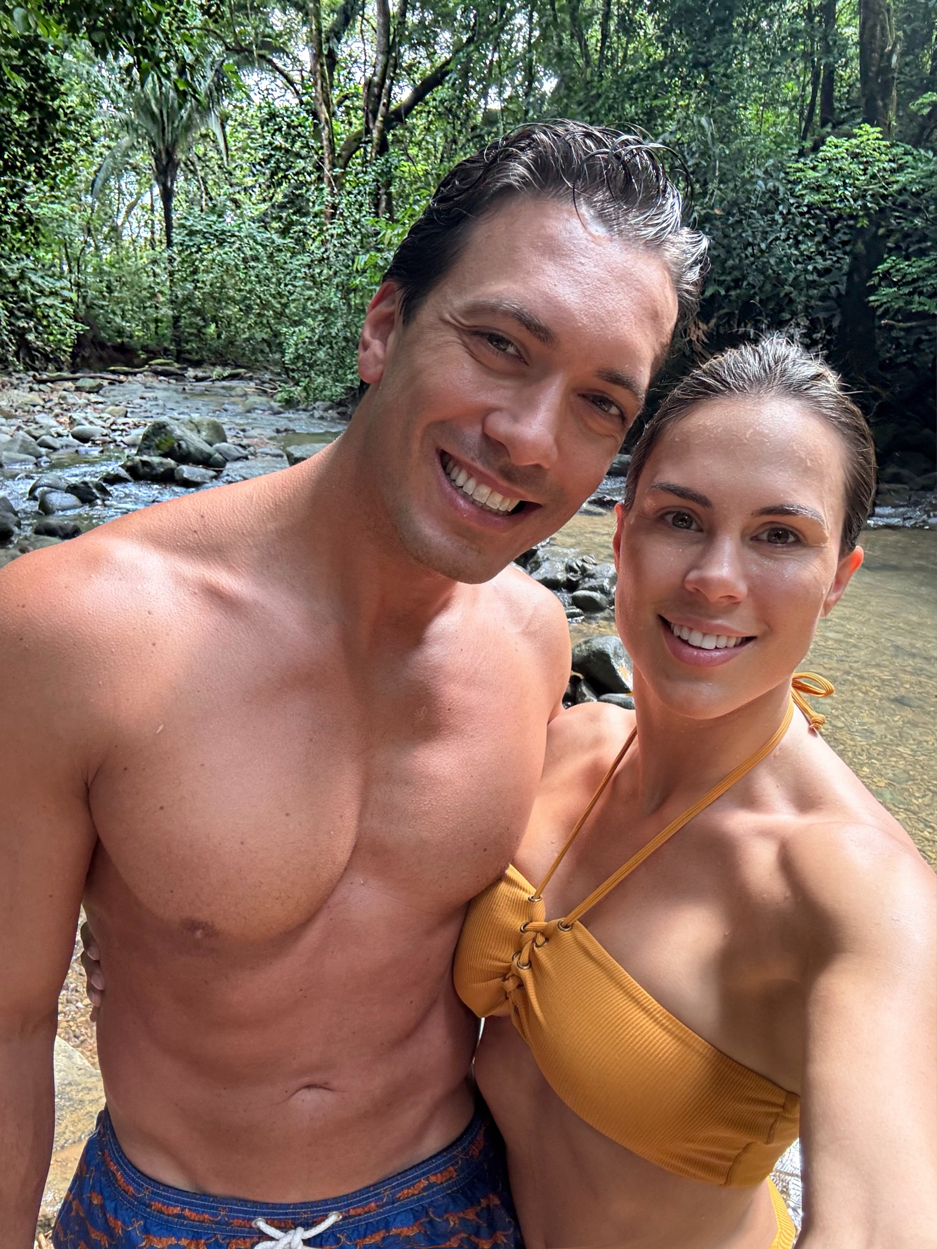 A selfie by the jungle waterfall