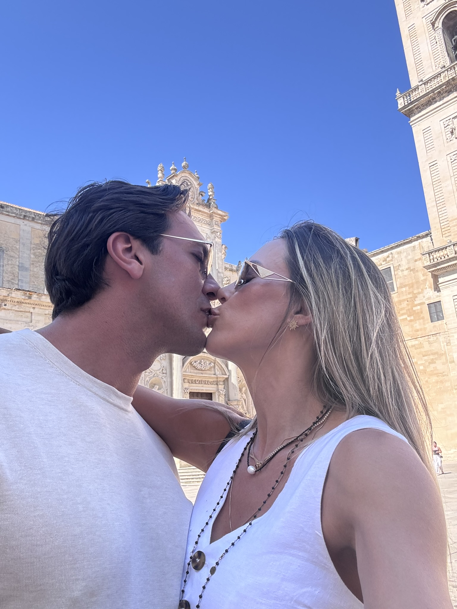 A kiss in the piazza in Lecce